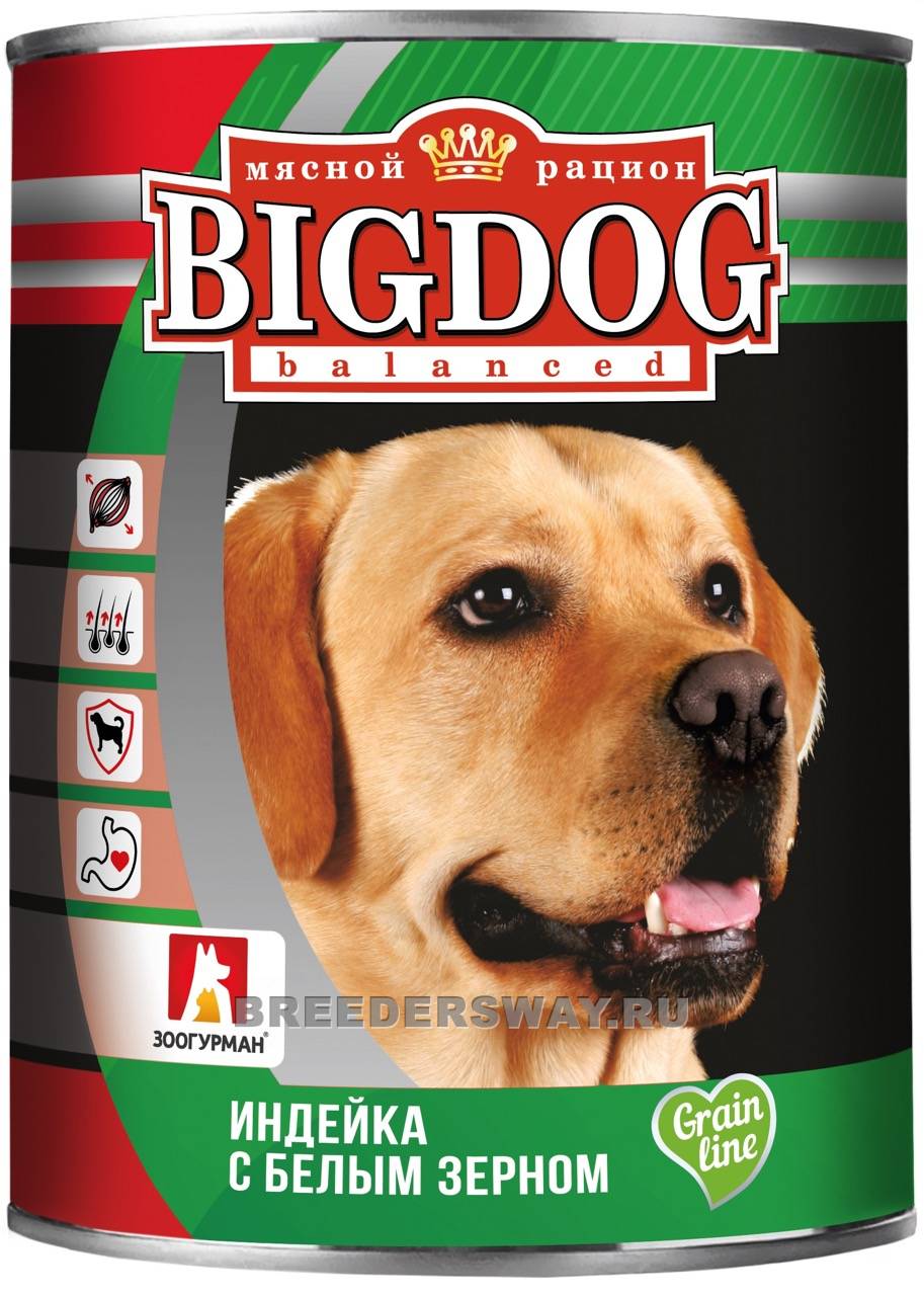 BIG DOG Индейка с белым зерном ж/б 850гр