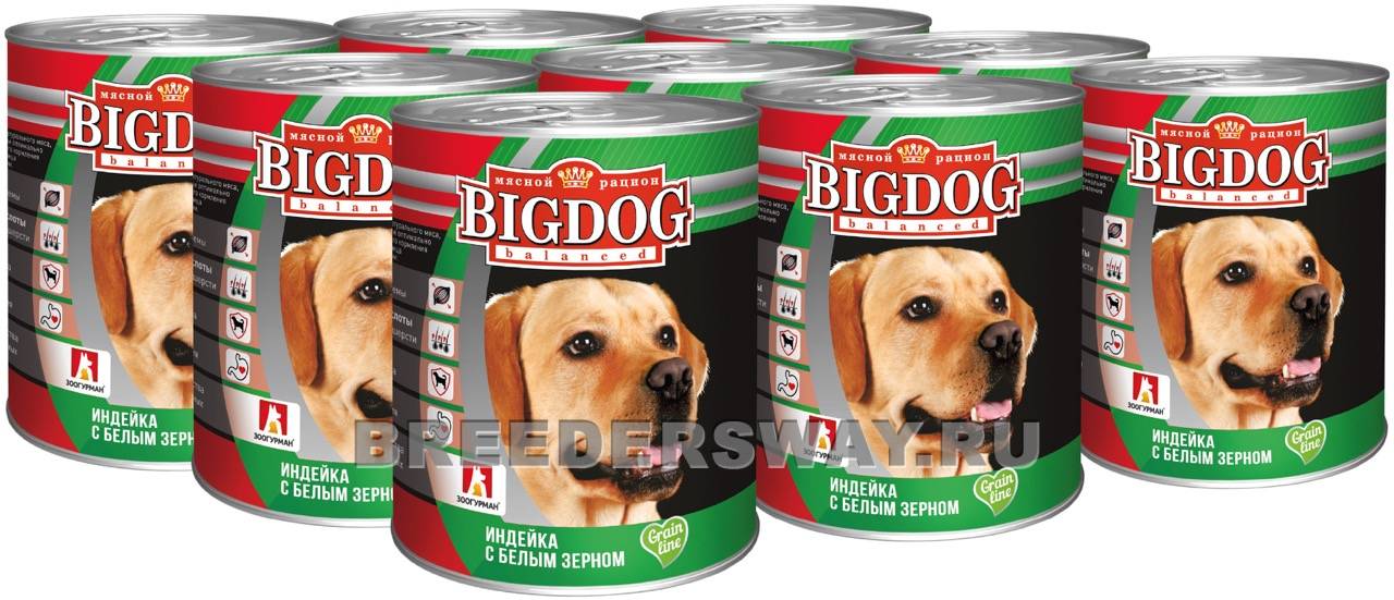 BIG DOG Индейка с белым зерном ж/б 850гр