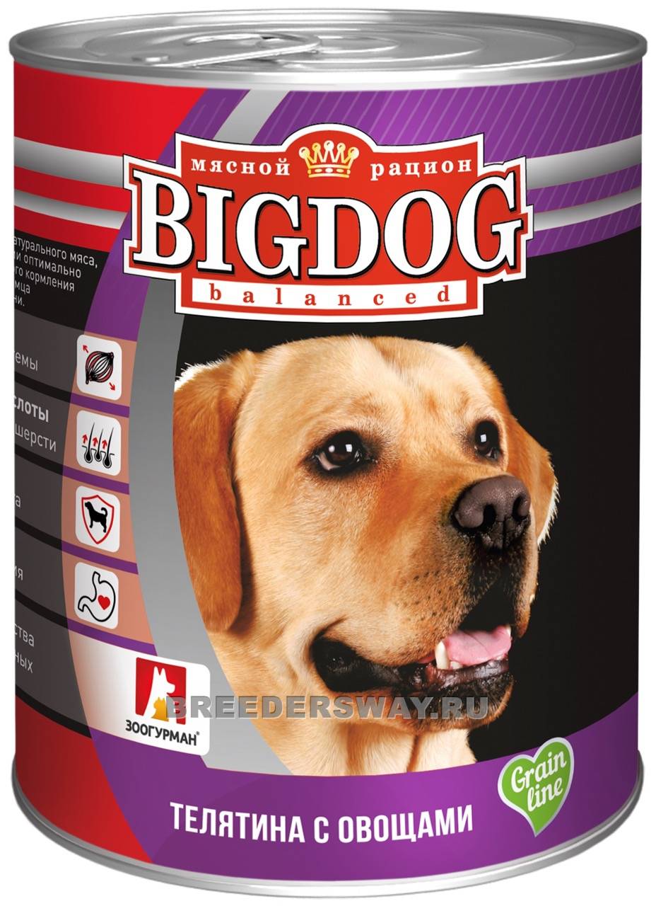 BIG DOG Телятина с овощами ж/б 850гр
